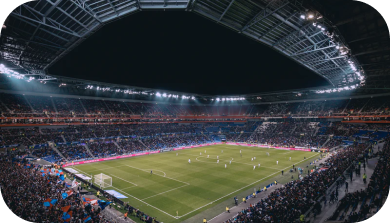 Soccer stadium during a night game